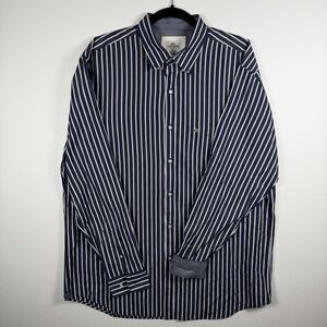 Lacoste Alligator Dress Shirt Blue Striped Long Sleeve Button Up Men Size 45 XL